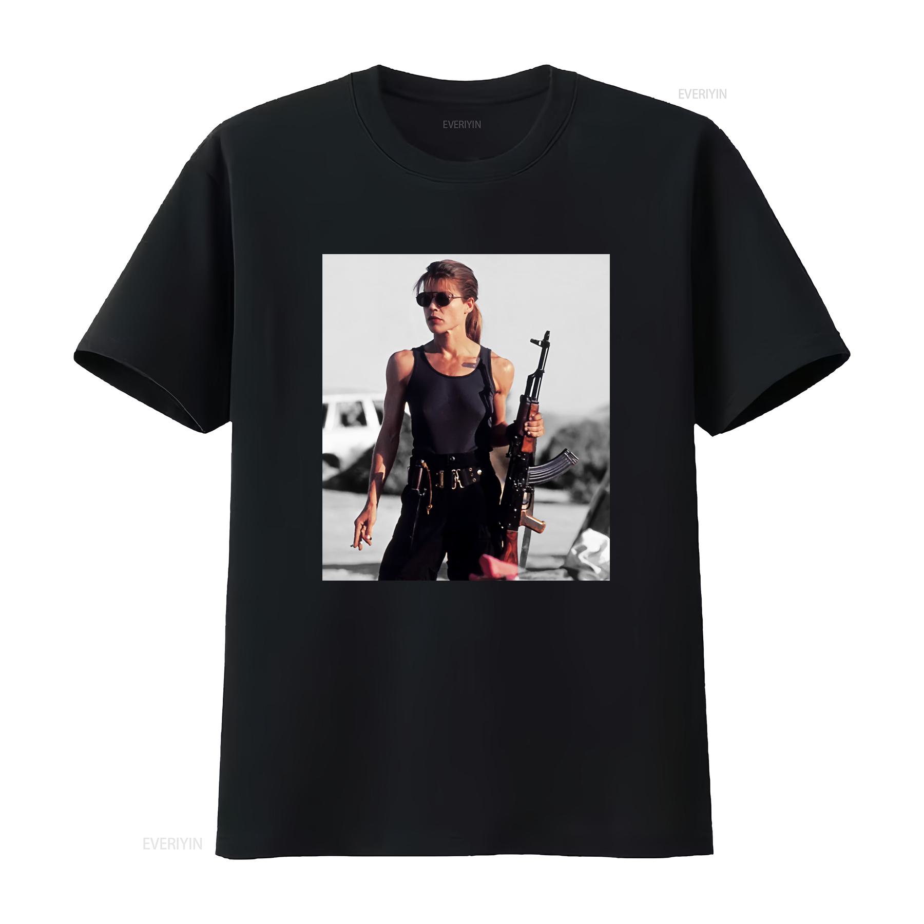 

Sarah Connor Terminator 2 T2 Movie Inspired Mens T Shirt Retro Sci Fi Action Design Perfect for Fans Comfortable Cotton Blend 4XL