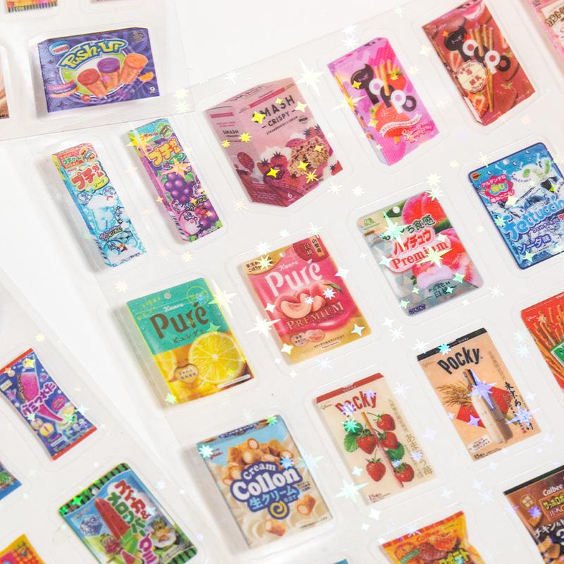 10pcs/bag PET Vintage Snacks Fruits Shop Stickers For Scrapbooking Kawaii Stationery Notebook Background Sticker DIY Decoration