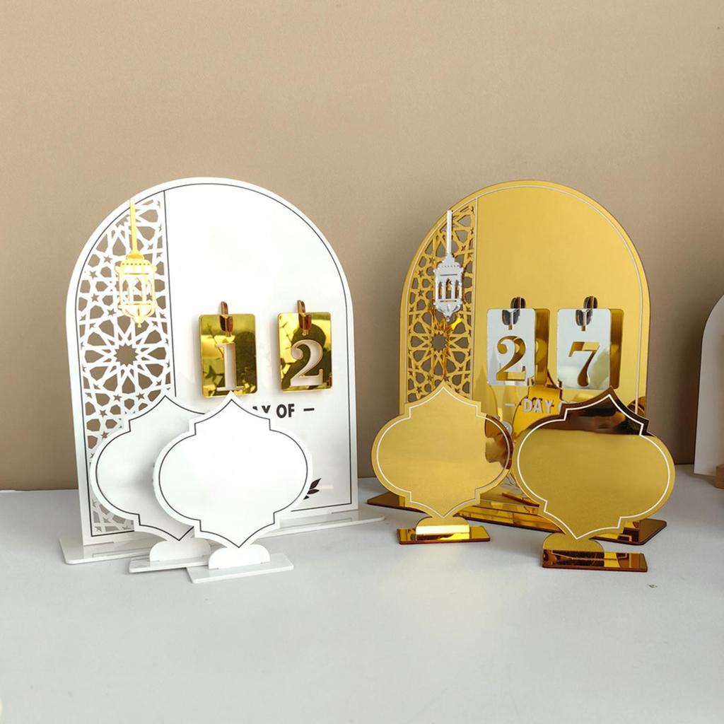 Holiday Countdown Calendar Middle Eastern Festivals Countdown Decor Advent Acrylic Tabletop Decor for Home Desk Mantel Shelf