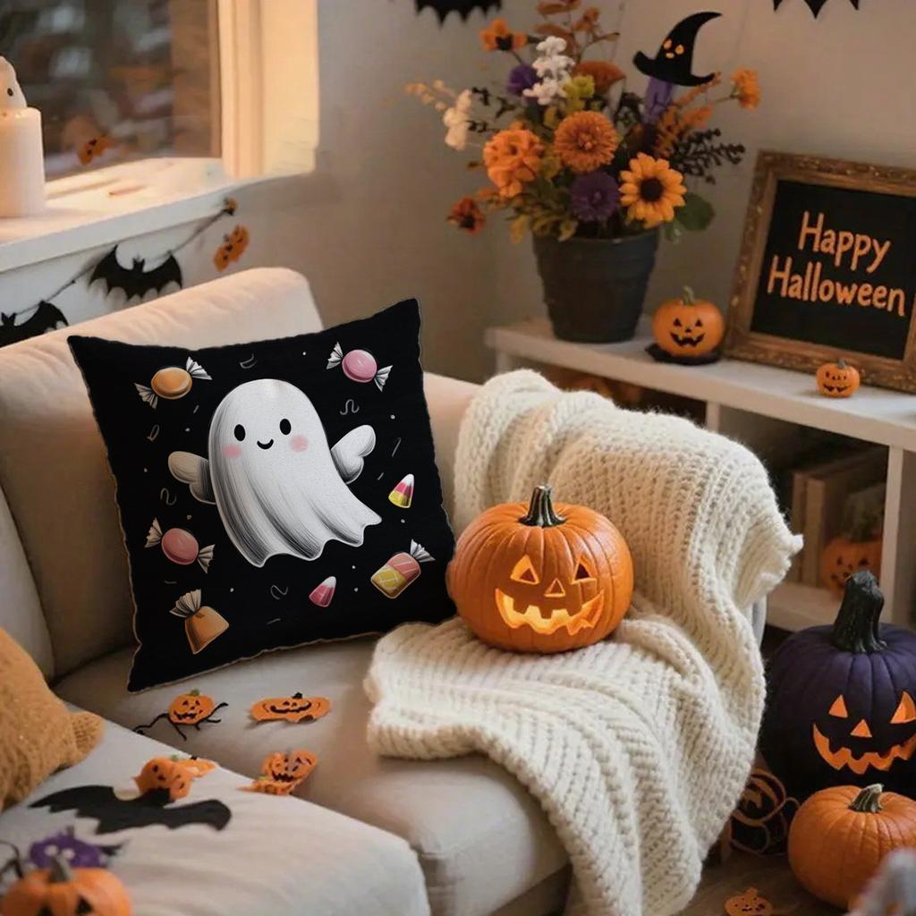 Cute Ghost Patterned Pillowcasessuitable For Sofa Car Bedroom Decorative Cushion Cover Pillow Cover
