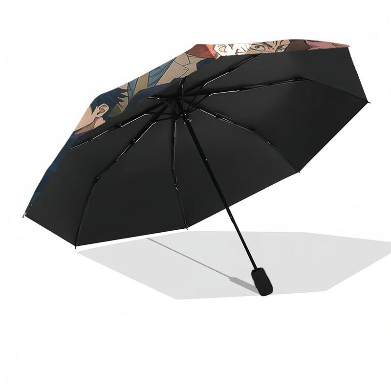 1 Stück Jujutsu Kaisen Automatischer Faltregenschirm Tragbares 3-fach Design mit 8-Speichen-Eisenrahmen, Outdoor, Perfektes Geschenk für Fans, Reisende, Täglichen Gebrauch.M