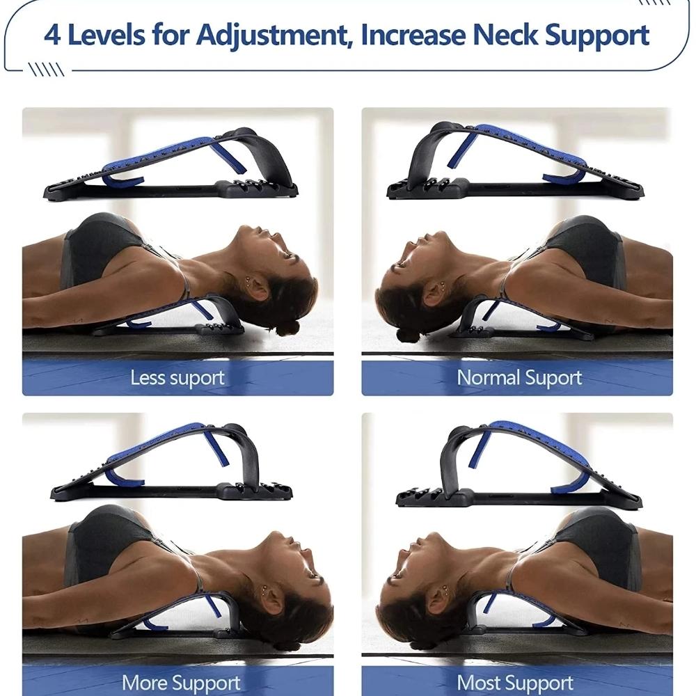 4 Levels Neck Stretch Massager Magnetic Therapy Adjustable Lumbar Support Cervical Spine Back Stretcher Relieve Pain Relax Tool
