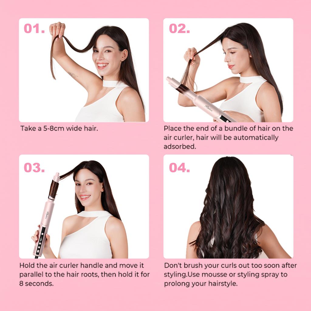 8 in 1 Air Styler 110000 RPM BLDC Motor Hair Dryer Brush with Automatic Air Curling Barrels