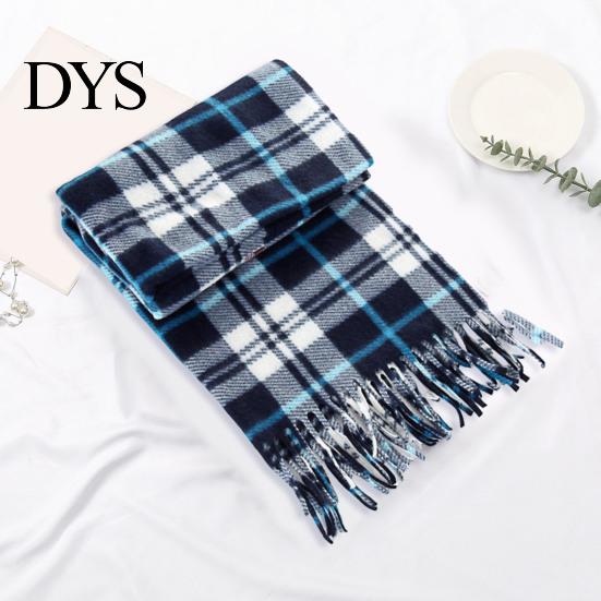 Imitation Cashmere Feel Scarf 10Pcs Men Women Plaid Print Tassel Trim Double Warm Winter Sided Velvet Long Contrast Color Thermal