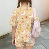 Kids Casual Short Sleeve Top and Shorts Set Lightweight Soft Fabric Animal Print Summer Outfit for Toddlers and Children