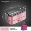 Bento Lunch Box a Doppio Strato in Acciaio Inossidabile, Contenitore Adatto al Microonde per Ufficio e Studenti
