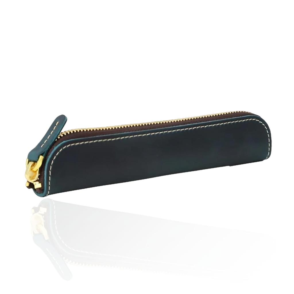 Bag Slim Leather Pencil Large Simple Design for Adults Only from the Top Surface of Cowhide Zipper Stylish Leather Pencil Case for Genuine Business
