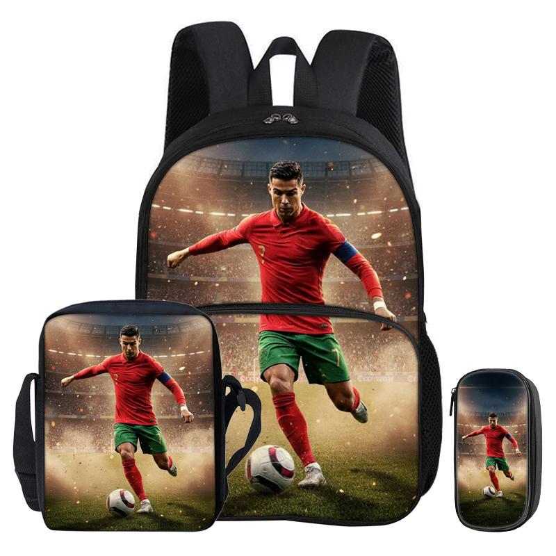 Ensemble 3 pièces Sac à dos M-Messi Étoile du Football Scolaire avec Sac Repas Sac à dos de Sport enfant Sac à dos Sacs à Crayons Sac à dos Cadeau Jeune