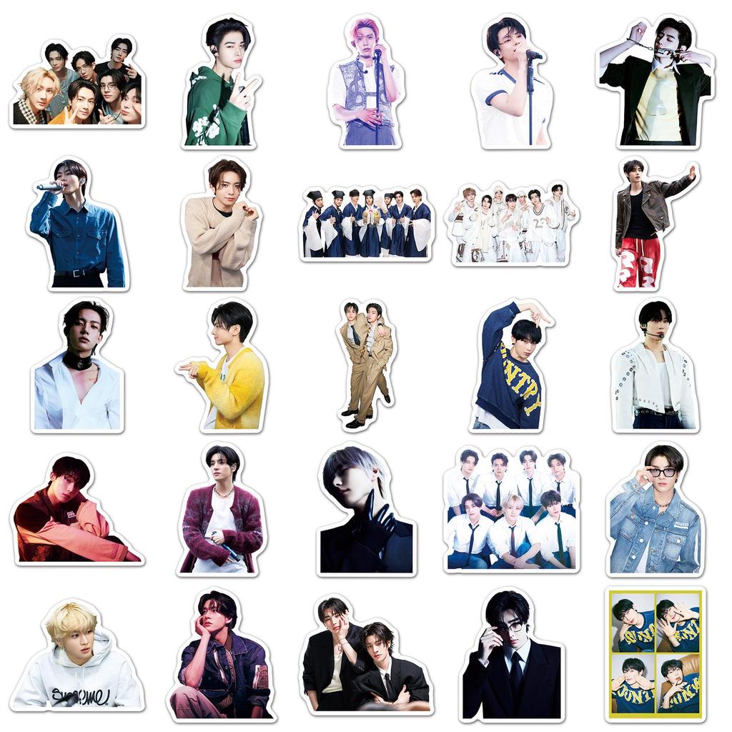 50 Foi Autocolante Enhypen: Decorațiune impermeabilă pentru telefoane mobile, pahare de apă și agende de mână cu cântăreți de trupă de băieți coreeană.