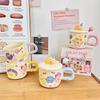Cute Coal Ball Mug With Lid Spoon High Value Girl Heart Cup Ceramic Couple Water Cup Girl Birthday Gift
