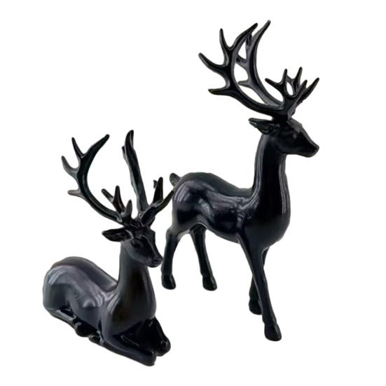 2/4Pcs Christmas Reindeer Statue Standing Sitting Elk Silhouette Figurine Deer Sculpture Home Office Desktop Decoration Ornament