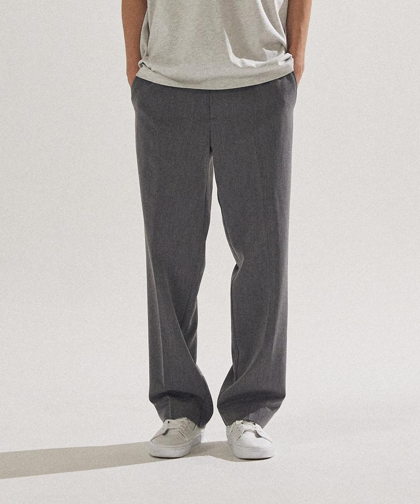 PALAP Unisex Essential Semi-Wide Elastic Waist Slacks Pants_Pl24F7Pt012_Mgr