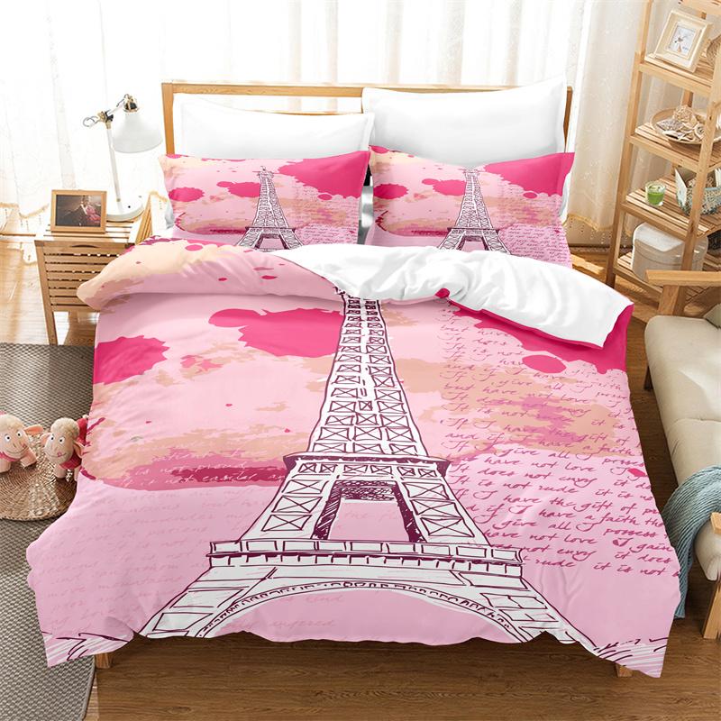 

Retro Khaki Eiffel Tower Duvet Cover Set Fashion Gorgeous Girl Quilt Cover Childrens Comforter Set Couple Bedding EU single(135x200cm)