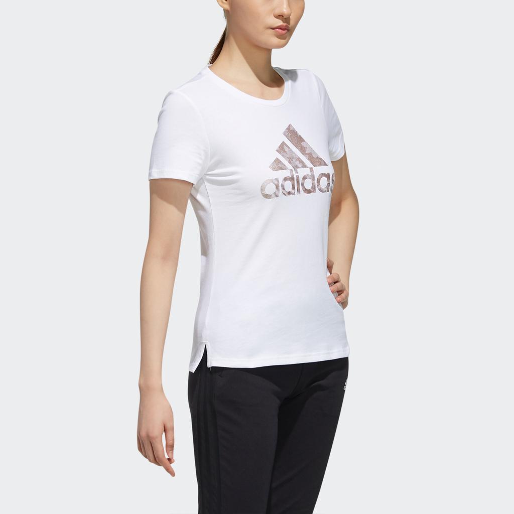 Adidas Gfx Koszulka Bos Casual z Okrągłym Dekoltem i Nadrukiem Literowym z Krótkim Rękawem Damska Biała EH3875