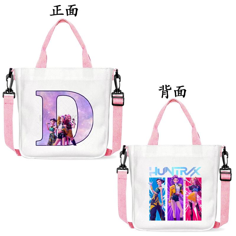 Anime Cartoon Letter Shoulder Bag Versatile Commuter Handbag Large Capacity Student Canvas Bag
