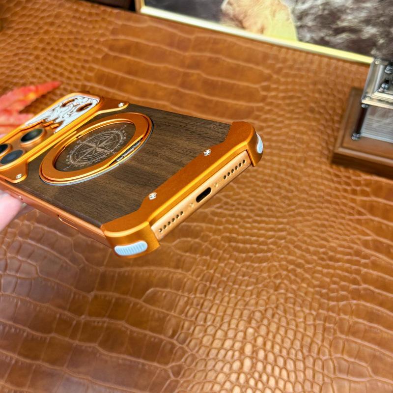 iPhone 14 Pro Max Walnut Wood Case with Magnetic Stand
