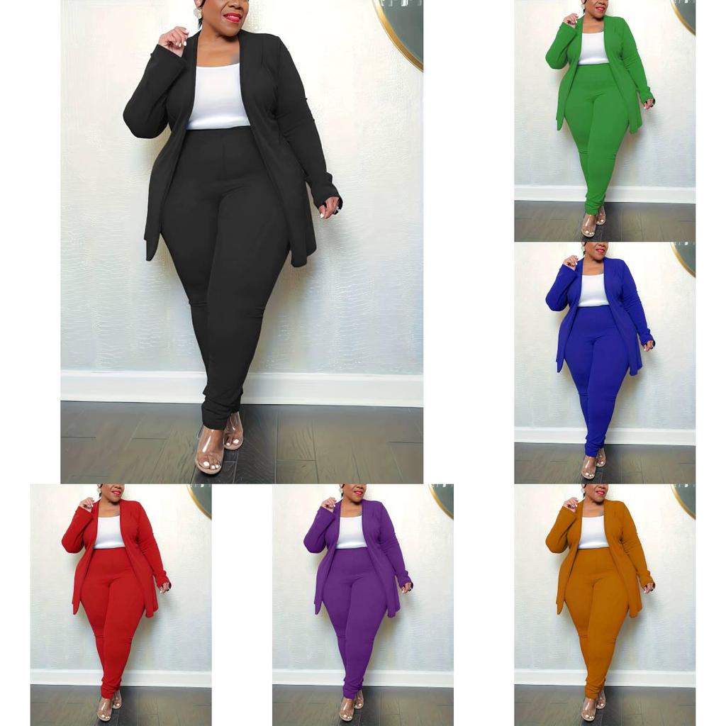 Plus Size Womens Blazer Long Sleeve Casual Suit With Polyester Fabric For Office Wear