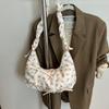 Bow floral pleated cloud bag women's small fresh high-value shoulder underarm bag casual messenger canvas bag bag