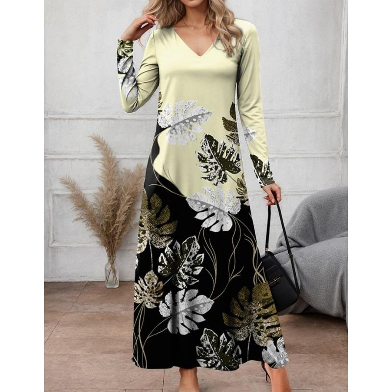 BITCED Fashion Autumn Winter Long Sleeve V-Neck Casual Dresses