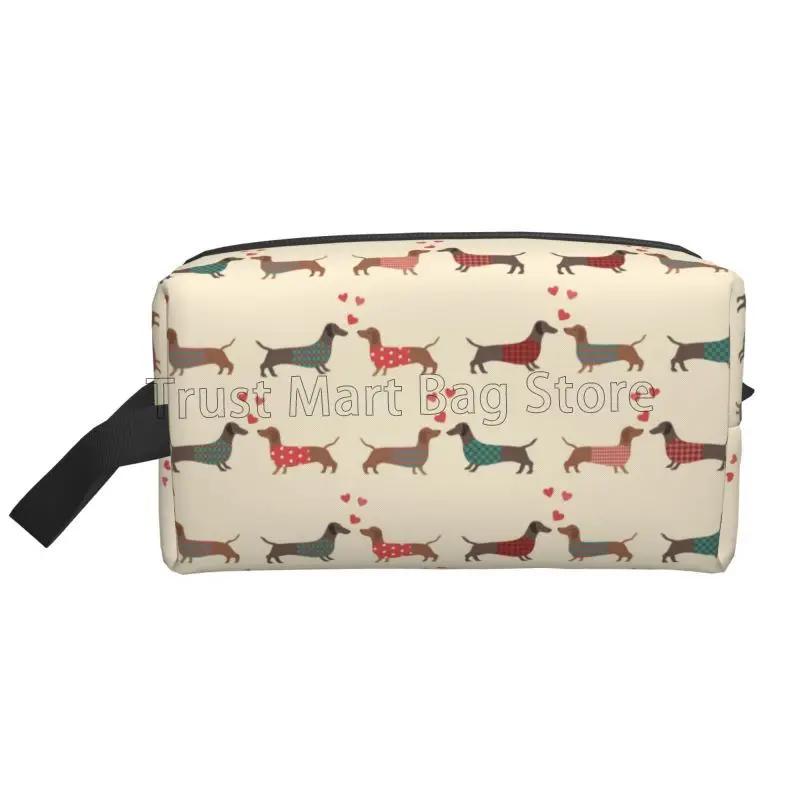 Niedliche Dackel Reise-Kosmetiktasche für Damen Große Make-up-Tasche Wasserdichter Toilettenartikel-Zubehör-Organizer für Damen Mädchen