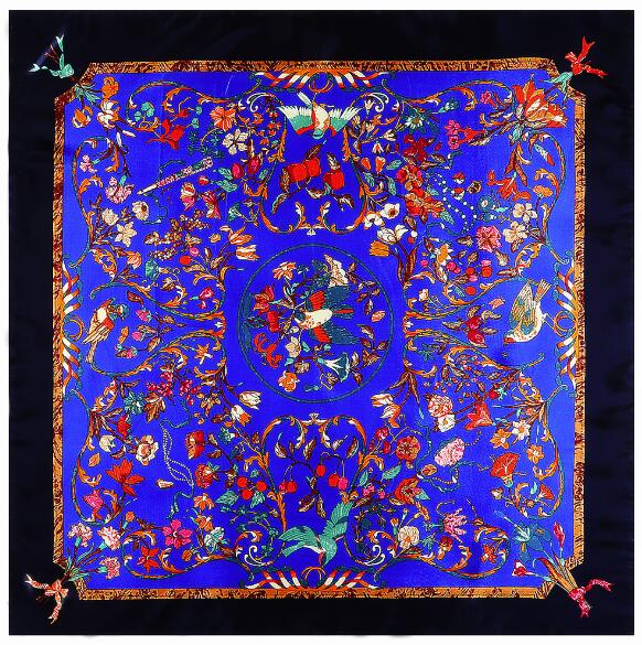 New Arrival Fashion Silk Satin Scarf Shawl Spring Elegant Plant Flowers Luxury Brand Square Scarves Muslim Women Head Neck Scarf