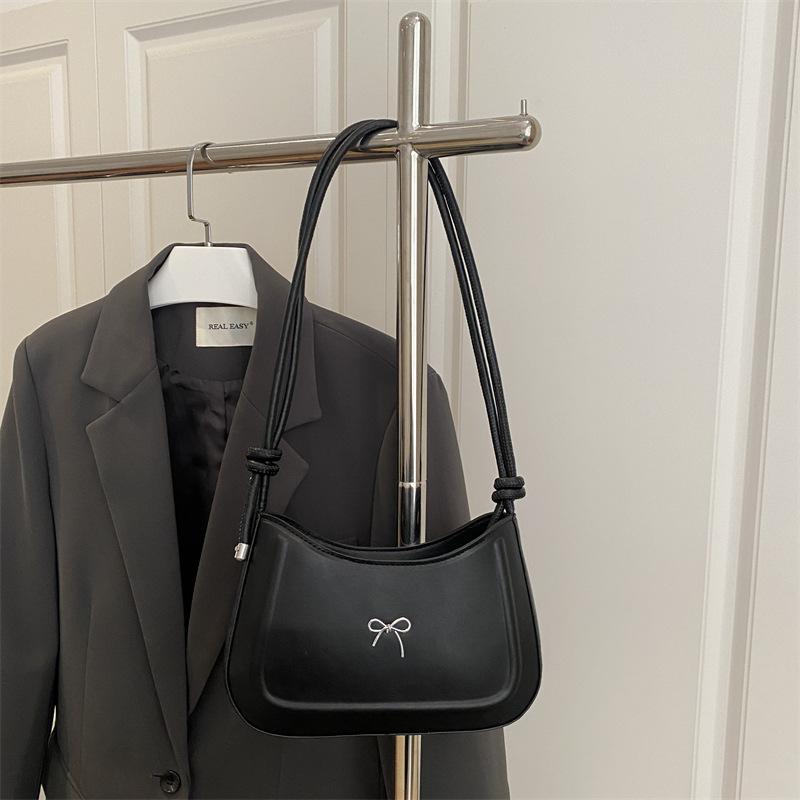 Armpit Shoulder Women Bag Elegant Bowknot Decoration Design Textured Large Capacity Simple Casual Fashionable All-matching