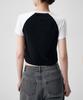 MUSINSA STANDARD WOMAN Women'S Slim Crop Raglan T-Shirt [Black/White]