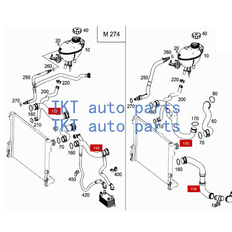 TKT Auto Parts For A2045019482 E260  E180  C220 E200 CL S250 Right Side of Coolant Hose Cooler