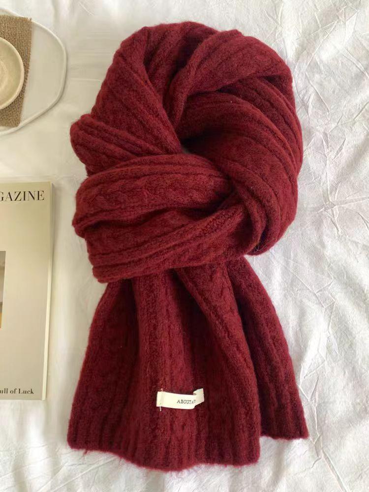 Wool Blended Knitted Scarf Women'S Winter Korean Version Soft Waxy Fashion Versatile Warm Student Couple Autumn And Winter Men