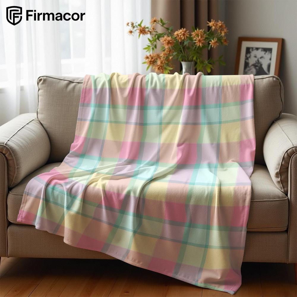Pastel Plaid Lightweight Microfiber Soft Christmas Fleece Blanket Warm Cozy Throw for Bed Sofa Office Travel All Season