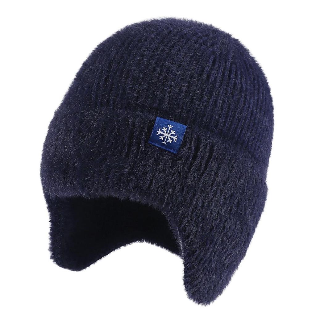 Unisex Winter Strickmütze mit Ohrenklappen - Warme Schneeflocken-Fleece-Beanie für Outdoor-Aktivitäten