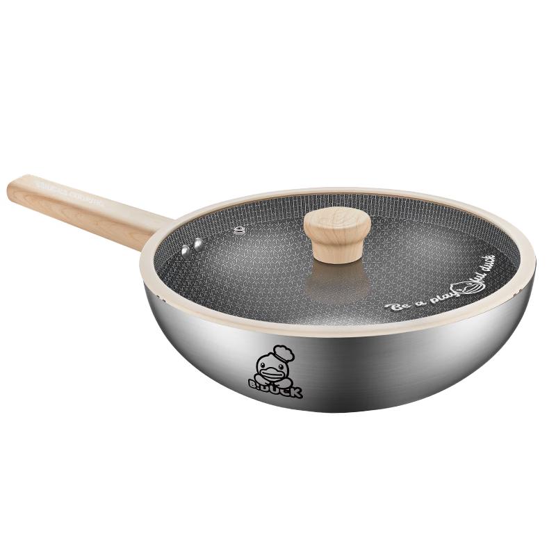 COOKER KING 316 Stainless Steel Non-stick Flat-Bottom Wok, 28cm