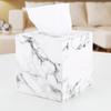 European Luxury Pu Leather Marble Square Table Tissue Box Dispenser Storage Napkin Case for Roll Paper