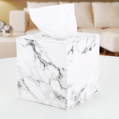 Europäische Luxus PU-Leder Marmor Quadratischer Tisch Taschentuchbox Spender Aufbewahrung Serviette Hülle für Rollenpapier