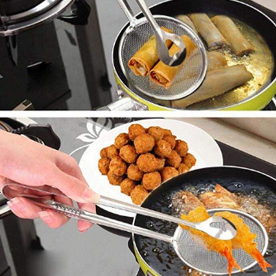 Keuken Multifunctionele Filterlepel Tangen Gefrituurd Voedsel Zeef Klem Zeef Gereedschap