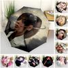 1pc Kpop Umbrella Portable Folding Umbrella Iron Frame Hole Bone Structure Outdoor Home Umbrella