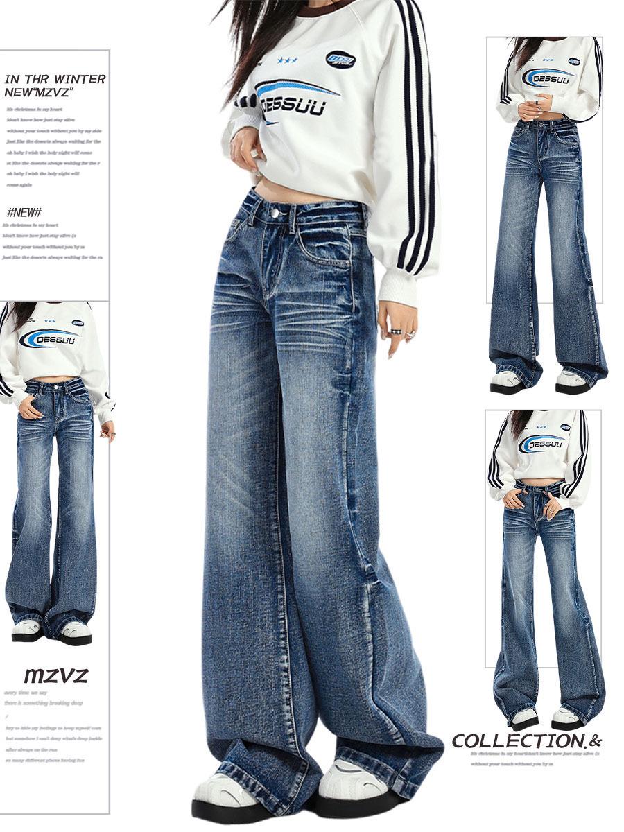 

Женские ретро синие джинсы клеш с высокой посадкой - Коллекция Осень/Зима 2025 Small