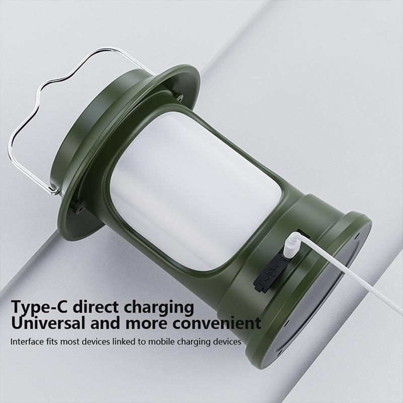 Portable Solar USB Rechargeable LED Camping Lamp Dimming of Cold and Warm Outdoor Environmental Protection Camp Tent Lantern