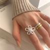 S sterling silver large flower ring heavy industry temperament exaggerated ring versatile open index finger ring