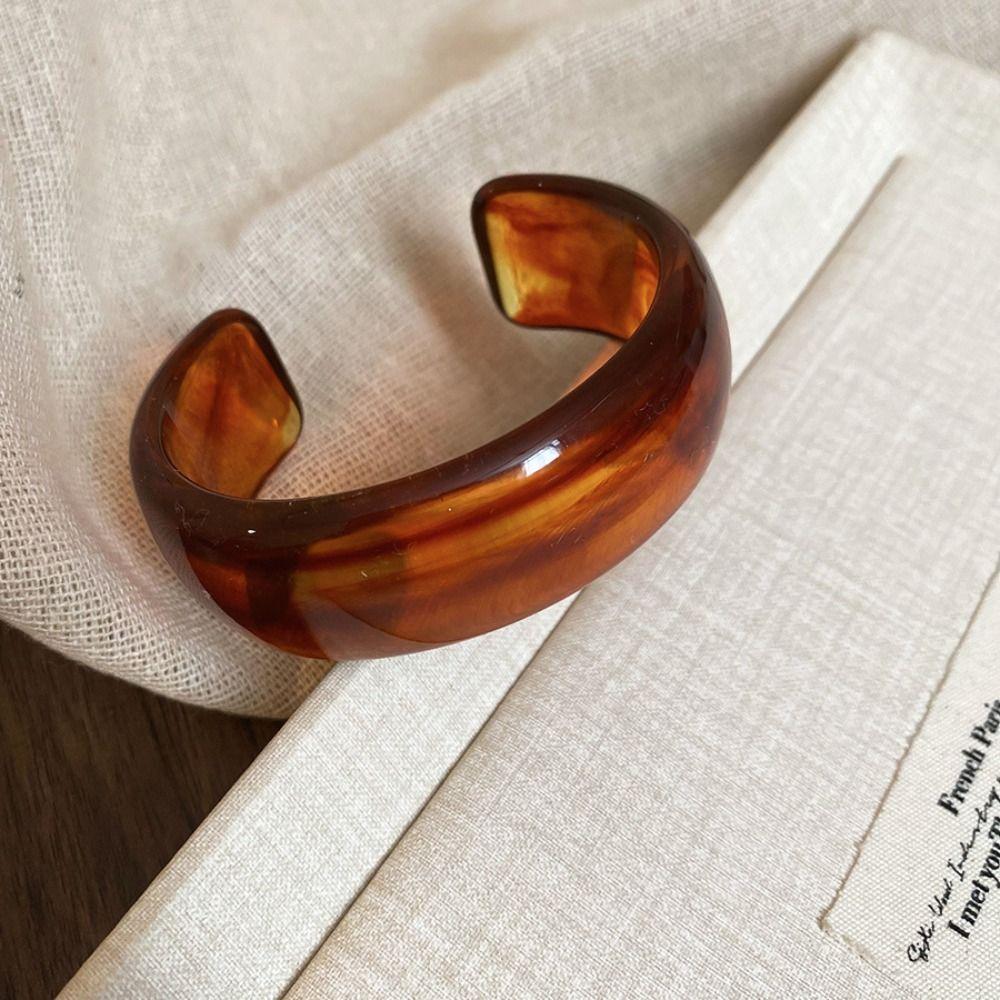 Europe American Style Wide Open Bangle Dopamine C Shape Cuff Bangles Exaggerated Bracelet Gift