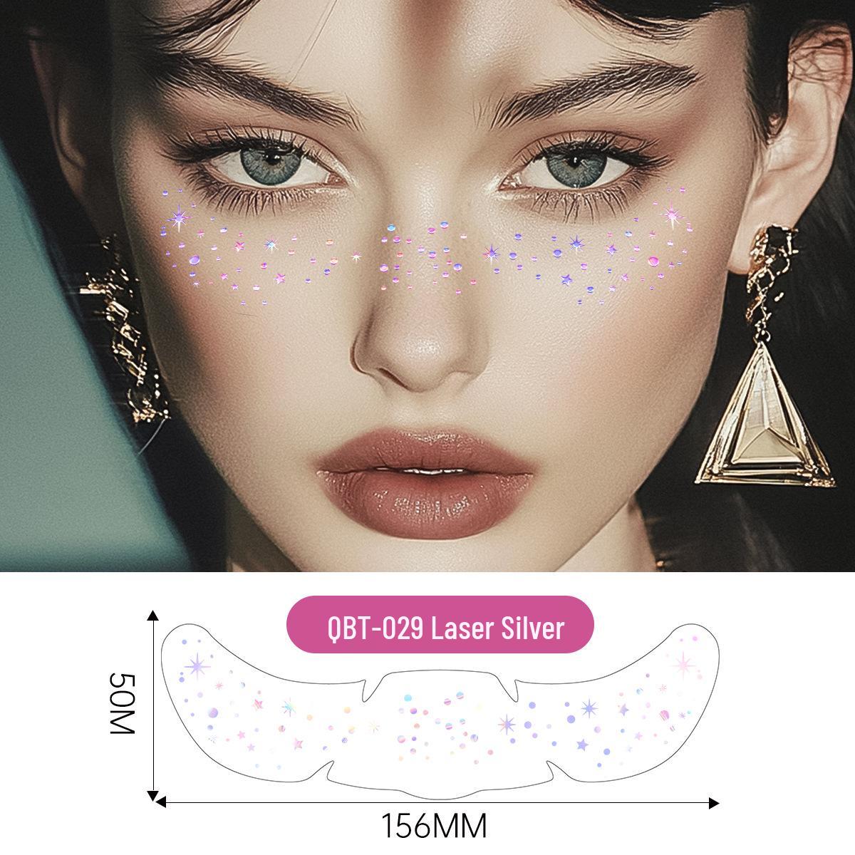 Waterproof Sweatproof Silver & Gold Temporary Laser Face Stickers for Parties 156x50MM