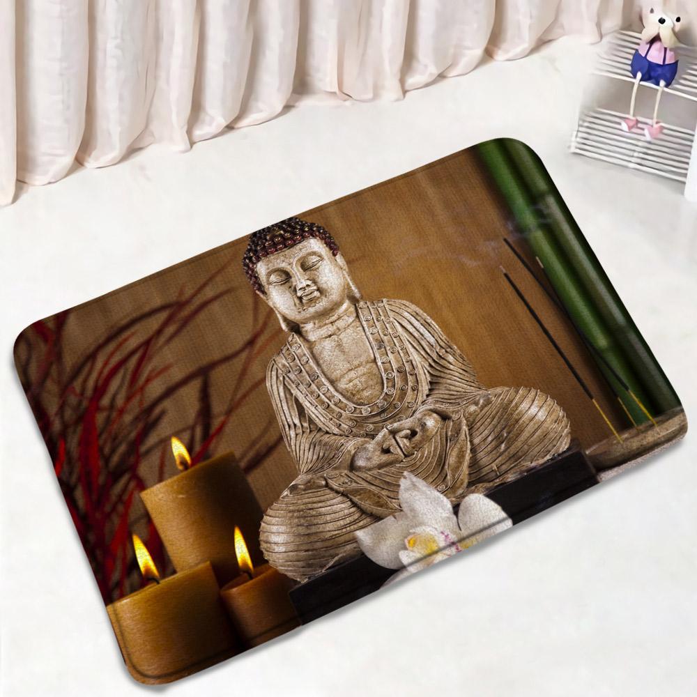 Zen Black Stones Bath Mat Green Bamboo Buddha Candle Spa Bathroom Decorations Bathtub Rug Bedroom Living Room Home Carpet