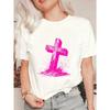 Black Oversized T Shirt With Pink Cross Print For Casual Wear
