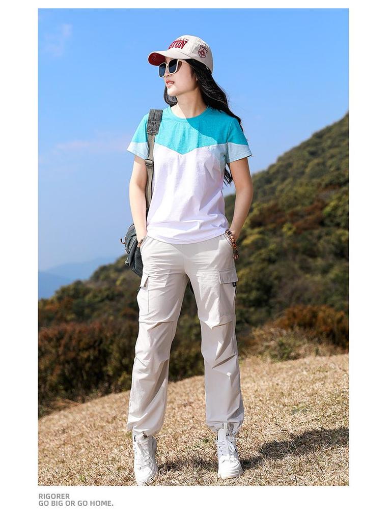 Women's Quick-Dry Color Block Short Sleeve T-Shirt - Slimming, Moisture-Wicking & Breathable for Outdoor & Casual Wear