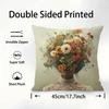 Art Flower Women Pillow Case Plush Fabric Soft Pillowcase Double Sided Print Sofa Cushion Cover Throw