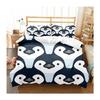 Cartoon Penguin Pattern Three-Piece Digital Printing Duvet Set Suitable For Boys And Girls