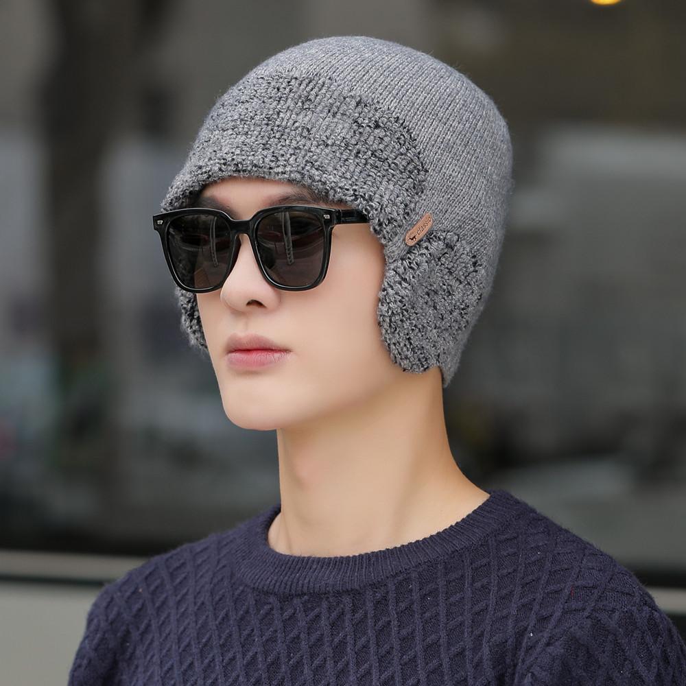 

Новая зимняя вязаная шапка унисекс с защитой ушей, модные шапки-бини для мужчин и женщин, уличная шапка-ушанка, классическая теплая шапка 56cm-60cm