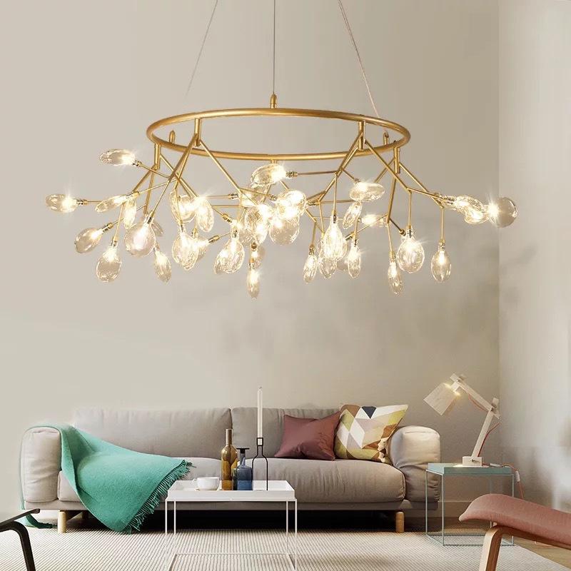 Firefly Branch Nordic Chandelier: Modern Minimalist Lighting for Living Rooms, Restaurants, and Bedrooms
