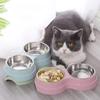 Doppel Pet Schüsseln Hundefutter Wasser Feeder Edelstahl Pet Trinken Feeder Dish Katze Welpen Fütterung Liefert Kleine Hund Zubehör