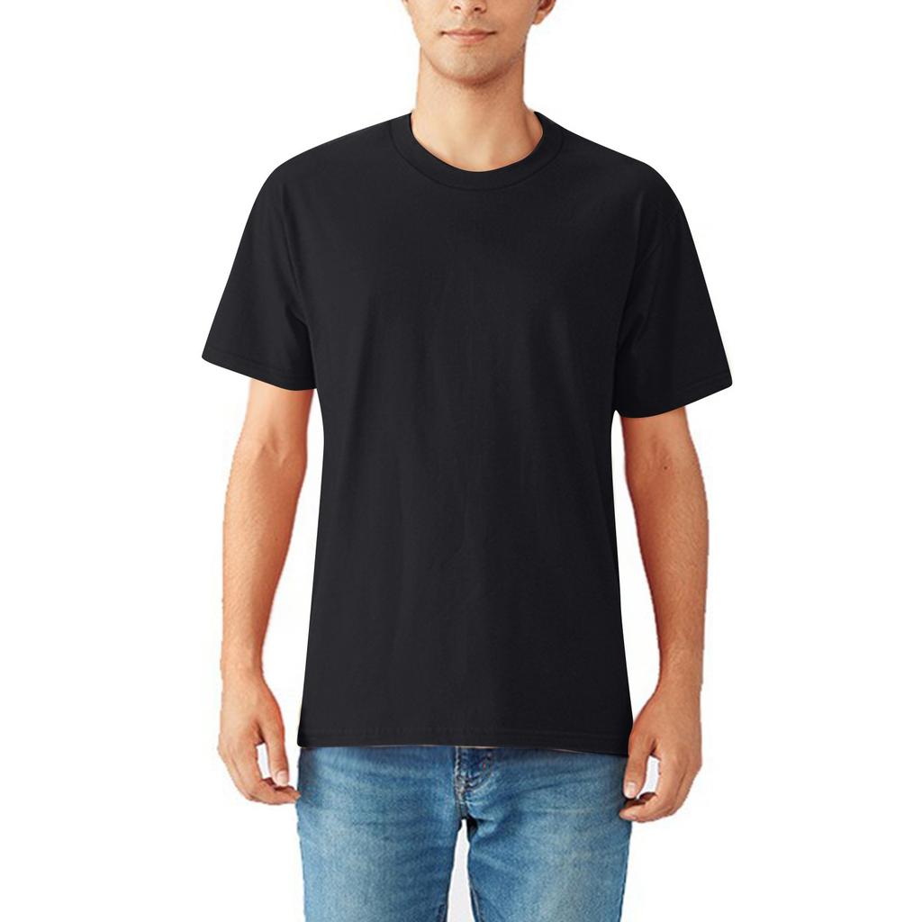 Lockeres einfarbiges Rundhals-T-Shirt gekämmte Baumwolle Herren Kurzarm